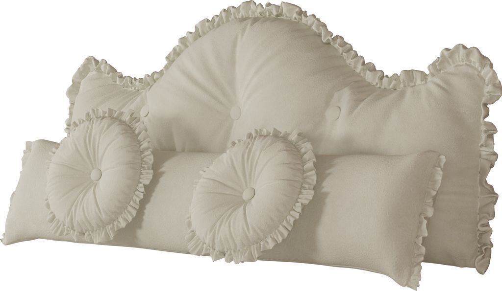 PillowPalette - Dekokissen bett set länglich, 4er-Set 200cm, Samtmaterial, Weiß