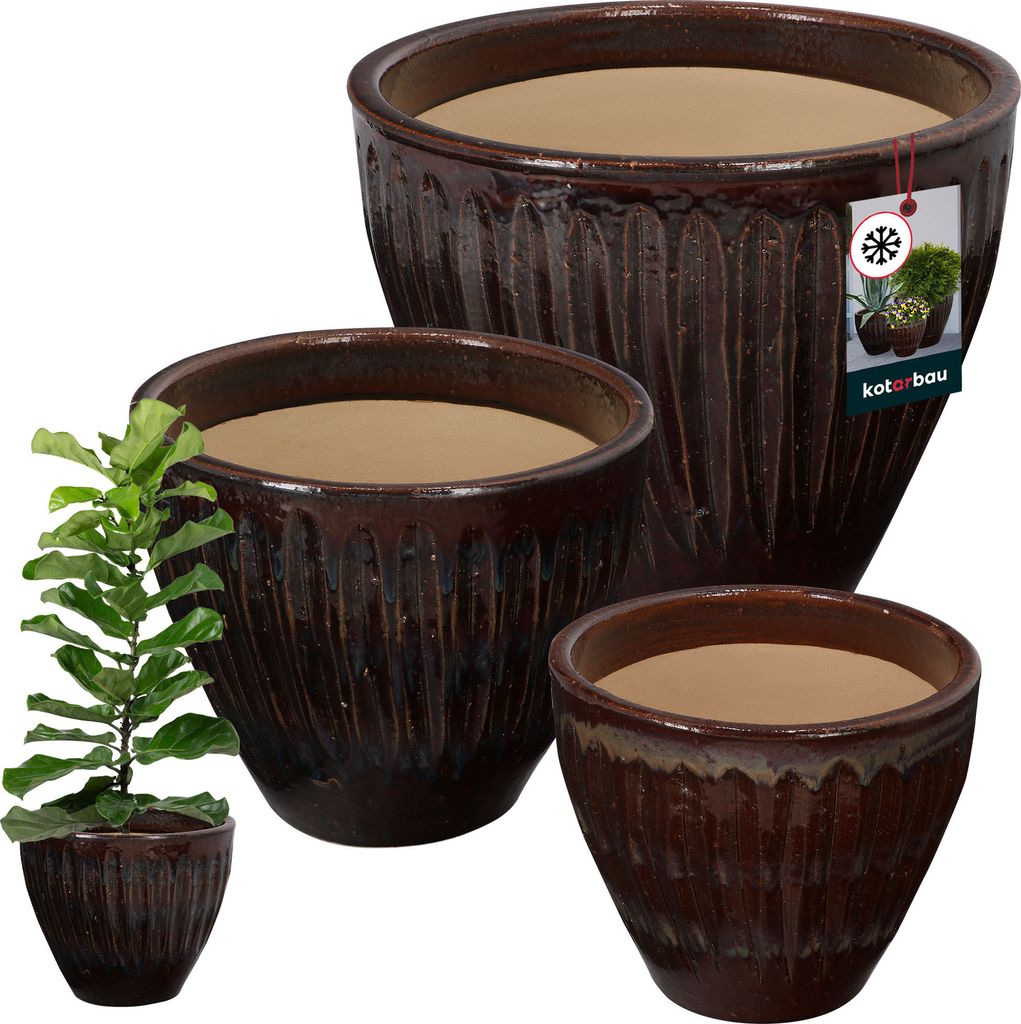 KOTARBAU® Ceramiczna Doniczka Zestaw 3 Wysokość 21/26/30 cm Zdjęcie produktu 