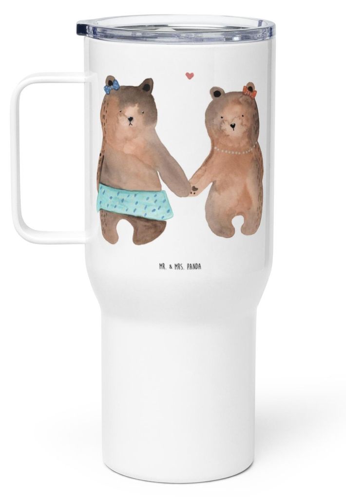 Mr. & Mrs. Panda Teetasse Bär Freundin - Weiß - Geschenk, Teddy, thermosbecher, Teebecher, Thermobecher, Kaffee-to-go-Becher, Mehrwegbecher