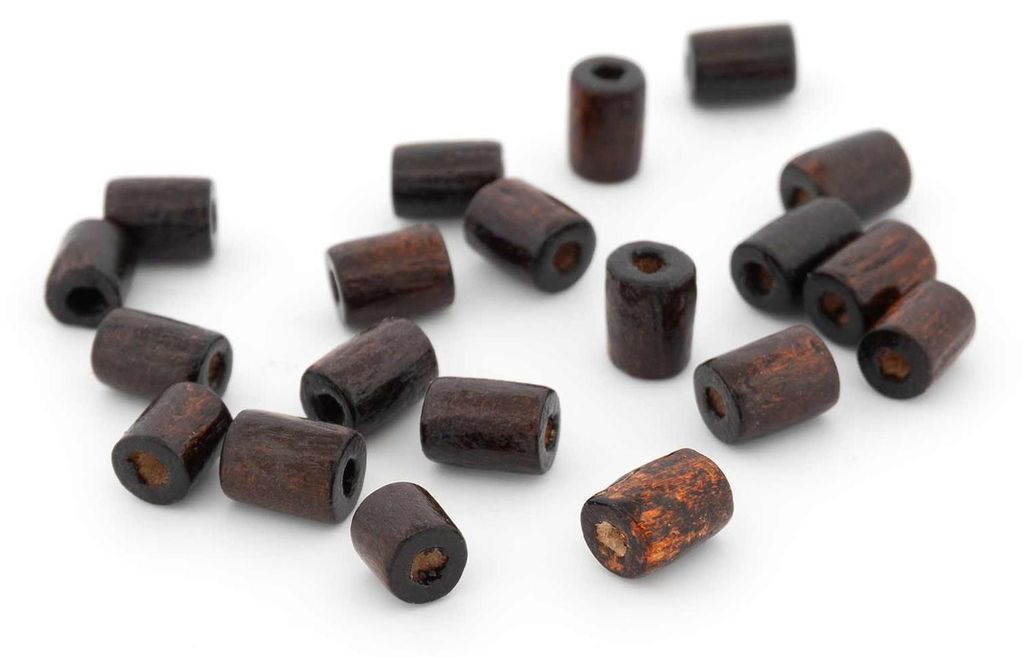 Vintageparts Holzperlen Dunkelbraun Länglich 6x4mm 100 Produktbild 