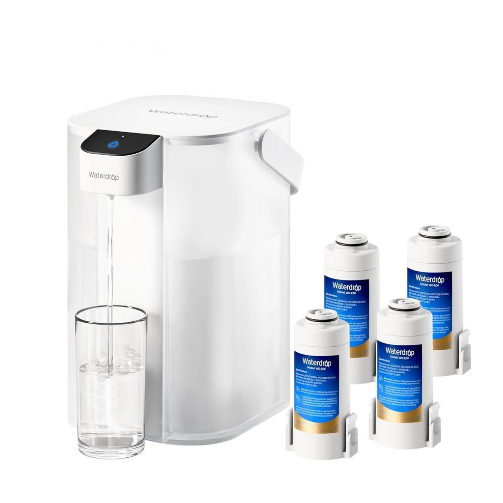 Waterdrop Instant Eletric Wasserfilter Kanne, 3.5L 3 Monate Wasserfilter Outdoor Trinkwasser System, Weiß (mit 4 757 Liter Filter)
