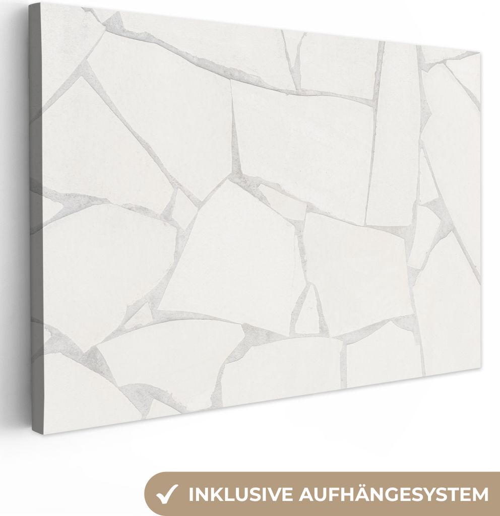 OneMillionCanvasses - Leinwandbilder - 150x100 cm, Struktur - Stein - Weiß - Grau, Wandbilder Kunstdruck Wanddekoration - Foto auf Leinwand - Ge...