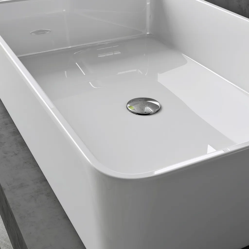 Vasque Solid Surface 80x40cm Blanche Mate Lavabo Rectangulaire Robuste - 5