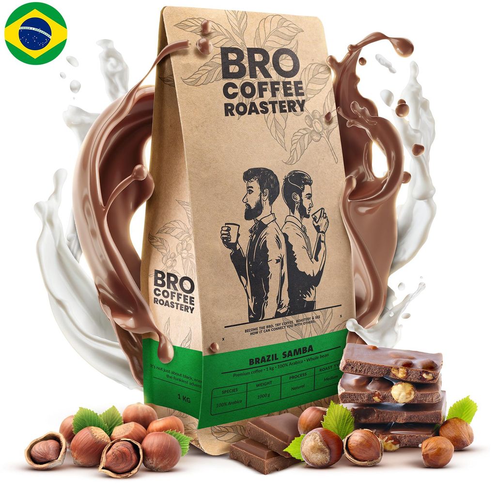 Bro Coffee Roastery - Café en grains Brazil Samba, 1 kg - Image du produit  Image générée par une IA
