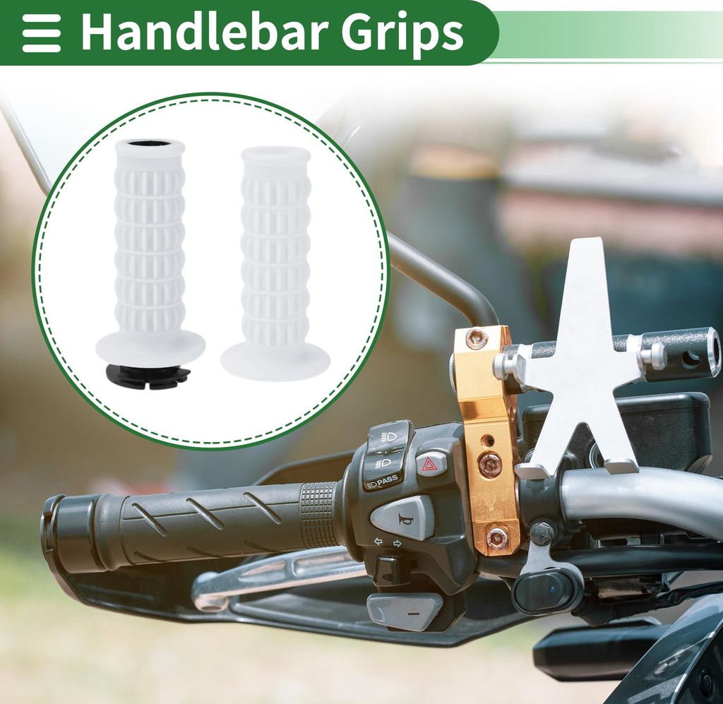 7/8" 22mm 15/16" 24mm Motorrad Hand Griffe Cover Kit Rutschfest TPU Lenker Ende Griffe für Motorrad Roller Fahrrad ATV Weiß 1 Set