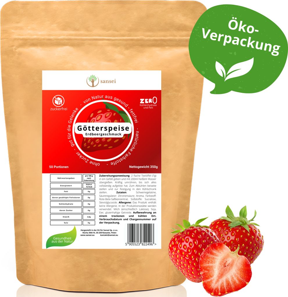 SANSEI Jelly Strawberry 350g do 50 porcji - bez cukru, bez Zdjęcie produktu 