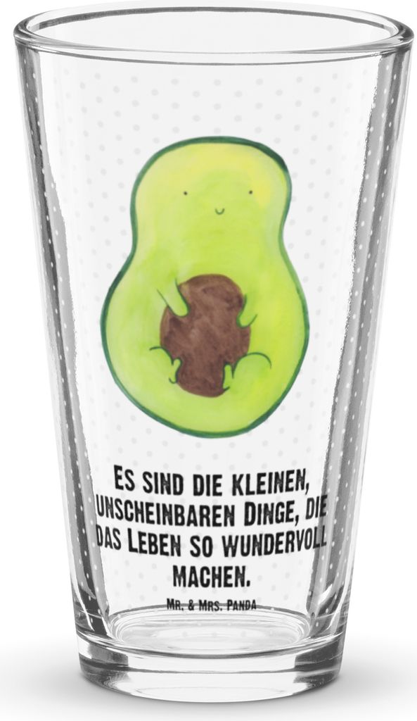 Mr. & Mrs. Panda Glas Avocado Kern - Transparent - Geschenk, Pintglas, Pflanze, Spruch Leben, Baby, Wasserglas, Wunder, Cocktailglas, Tumbler, Saft...