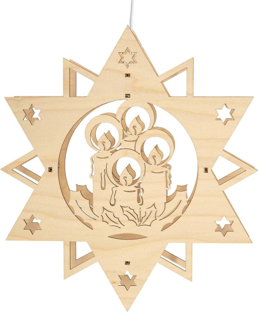 Design & Decor GmbH Fensterbild beleuchtet, Motiv:Stern mit Kerzen