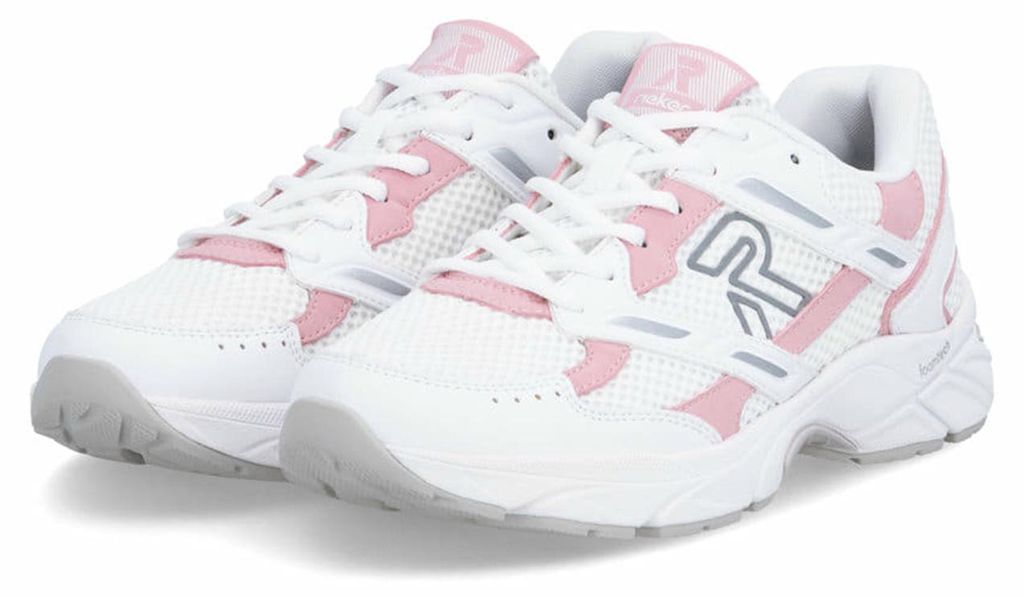 Rieker CAMDEN Damen Sneaker W4200-80 Low Cut Retro Weiß/Rosa, Schuhgröße:42 EU