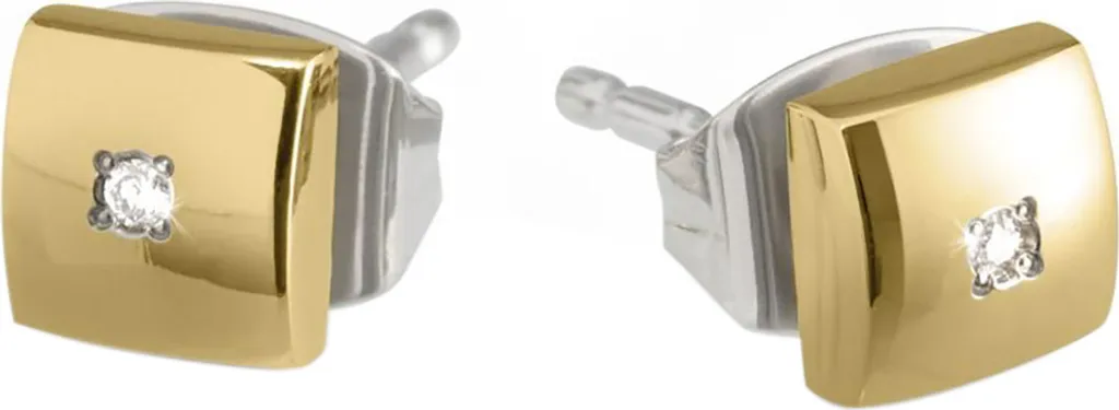 Boucles d'oreilles titane hypoallergénique doré Boccia 05 avec diamant pur