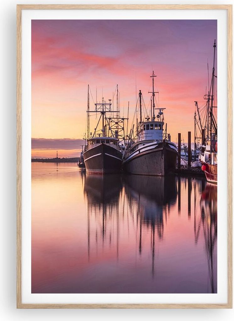Gerahmtes Poster - Rahmen in heller Eiche - Marina Westen Die Sonne - 70x100 cm - Wand Bild - Wanddeko - Wandbilder - Kunstposter - Wandposter - Bi...