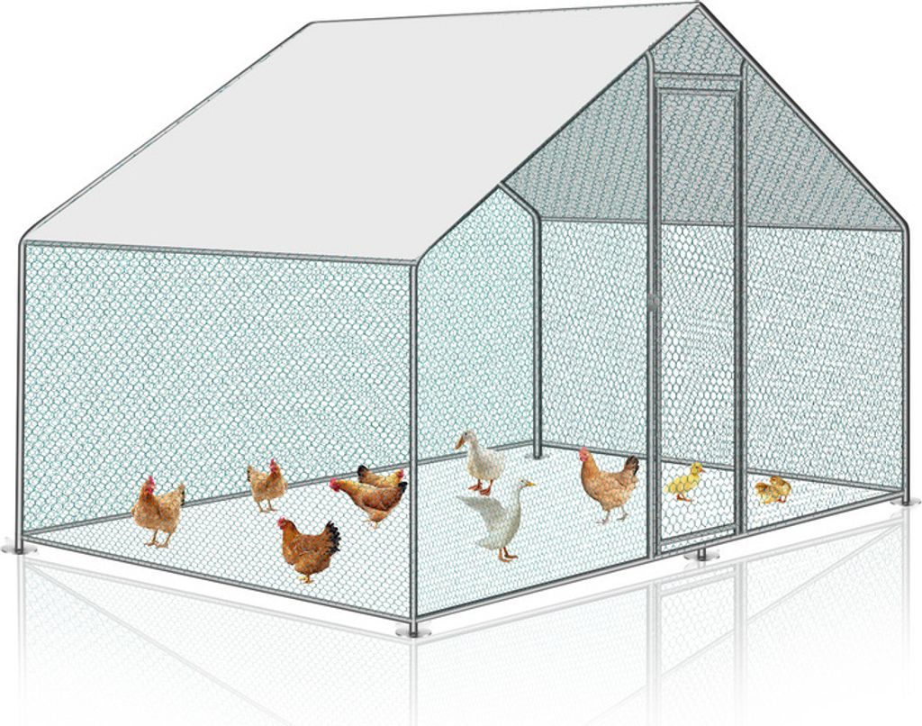 TolleTour Hühnerstall Outdoor großer Hühnerhaus Dach Freilaufgehege Geflügelstall mit PE Verzinkter Stahlrahmen und abschließbare Tür 3 x 2 x...