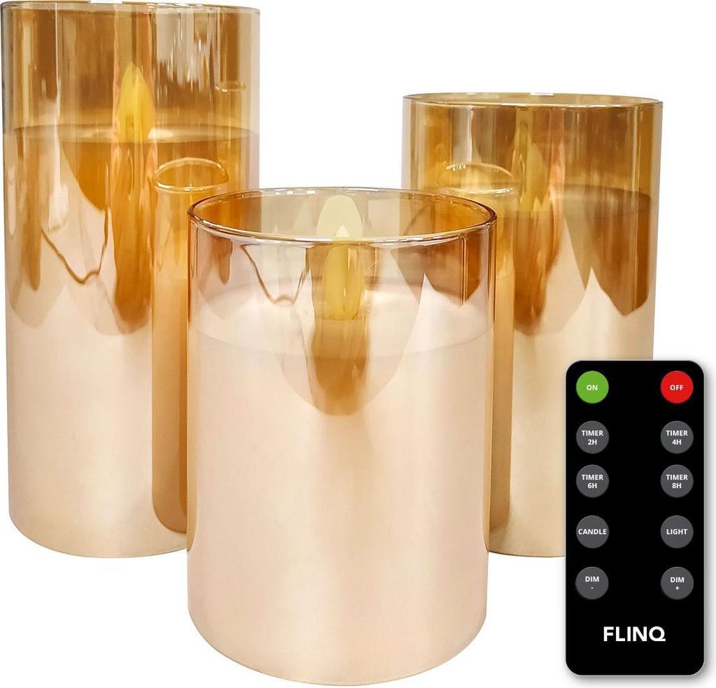 FlinQ LED-Kerzen mit beweglicher Flamme im Smoke-Glas – Produktbild 