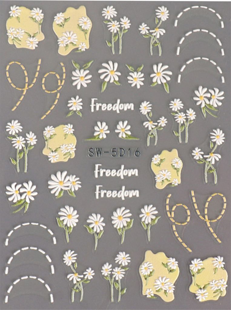 Nagelkunst-Aufkleber, dreidimensionales 5D-Relief, selbstklebend, lichtecht, DIY, Frühling, Sommer, Sonnenblumen-Blumenmuster, Maniküre-Aufkleber...