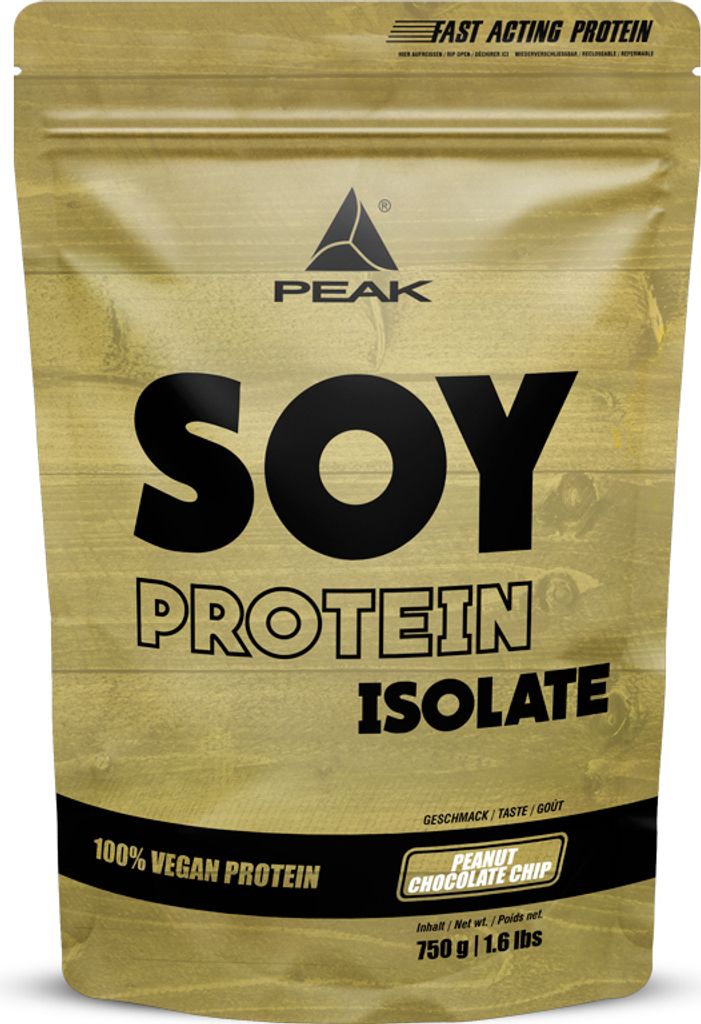Soja Protein Isolat - 750g : Peanut Chocolate Chip I Pulver I Soy I pflanzliches Eiweiss I Eiweiß I ohne Gentechnik I hoher EAA Gehalt I gute Lös...