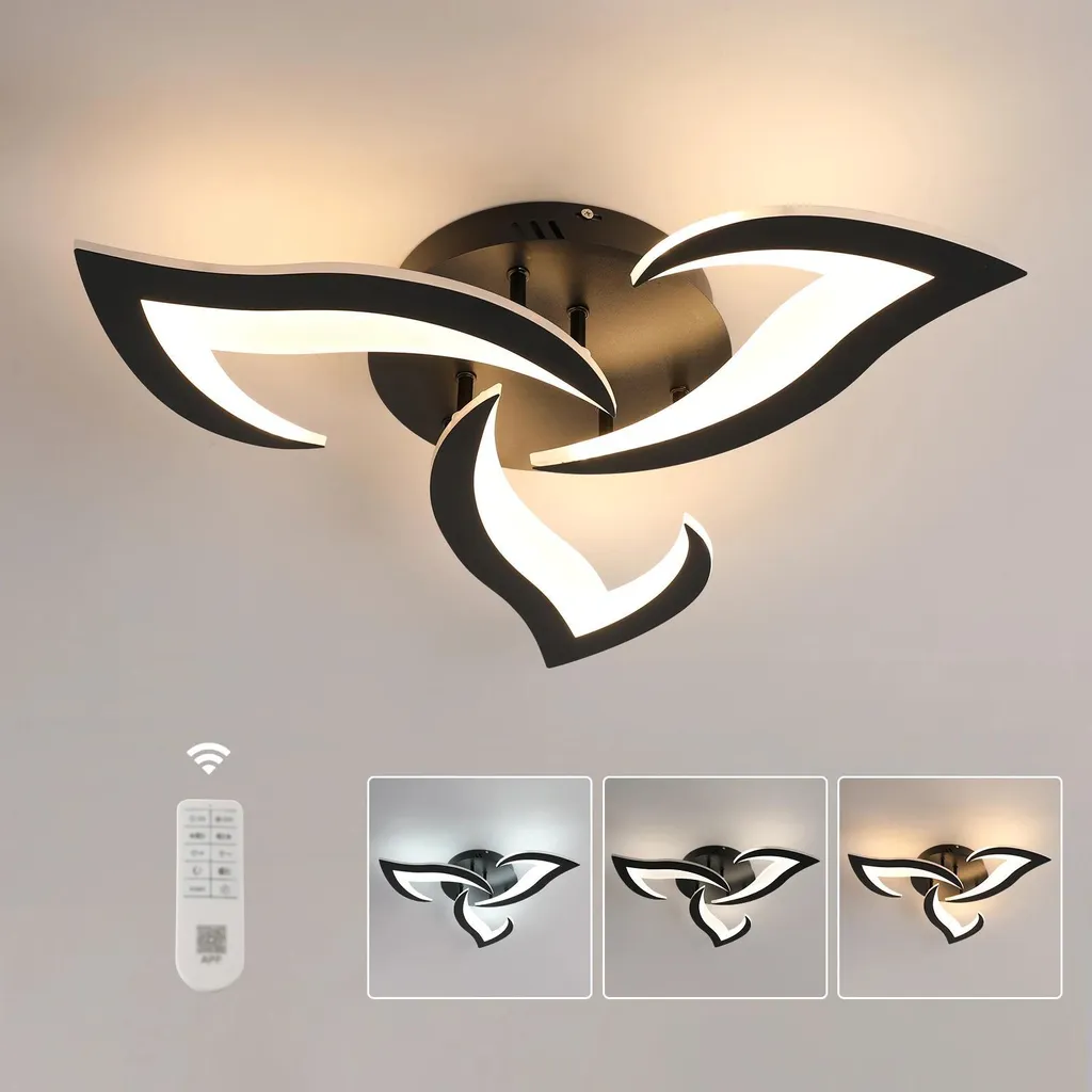 Plafonnier LED moderne 3 bras modulable 58cm avec télécommande - Iris 58
