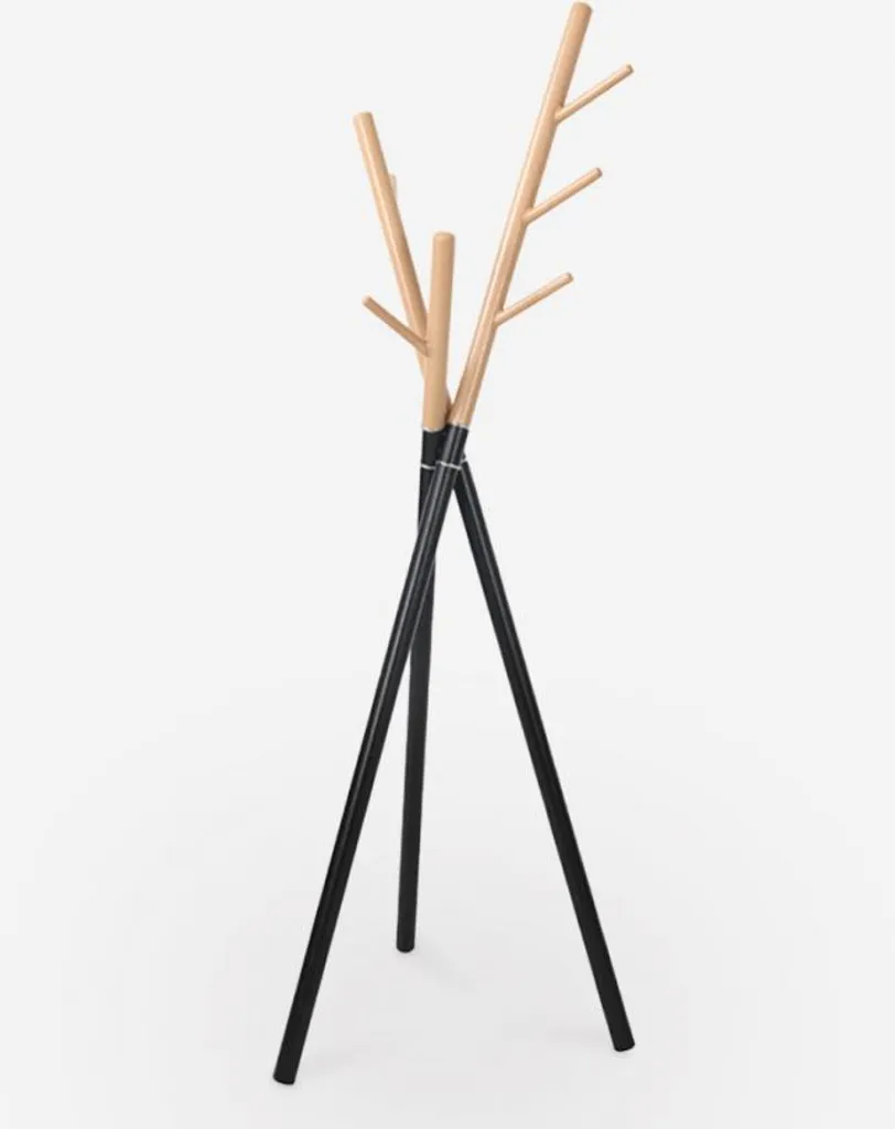 Portemanteau bois et métal Zavest structure robuste 8 patères design