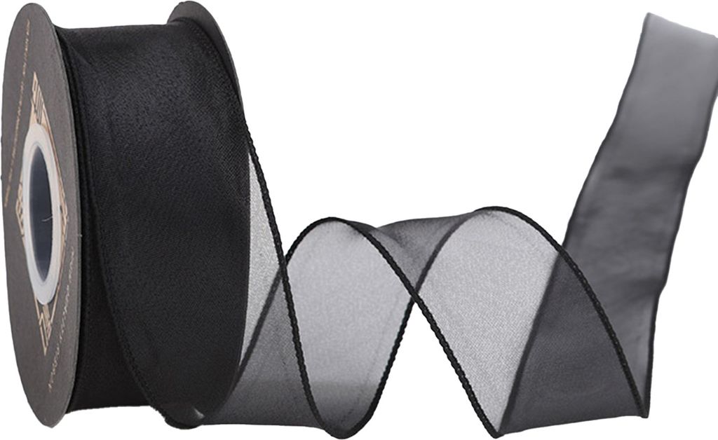 10 Yards Wellige Fischschwanzband Stilvolle fadelige Netzgarngeschenkbouquet -Wickelband für Zuhause-Schwarz