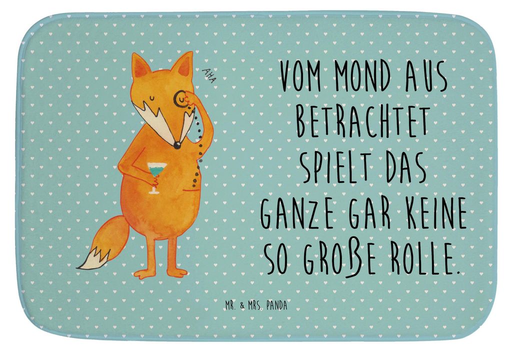 Mr. & Mrs. Panda Badezimmerteppich Fuchs Lord - Türkis Pastell - Geschenk, Badematte, Badläufer, Weise, Schick, Duschvorleger, Badteppich, duschm...