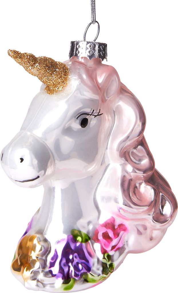 BRUBAKER Licorne avec couronne de fleurs - Boule de Noël en Image du produit 