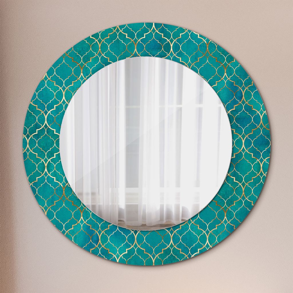 Spiegel - Mirror zum Wandspiegel Schlafzimmer – Schminkspiegel- grün und gold Komposition- Ø50cm