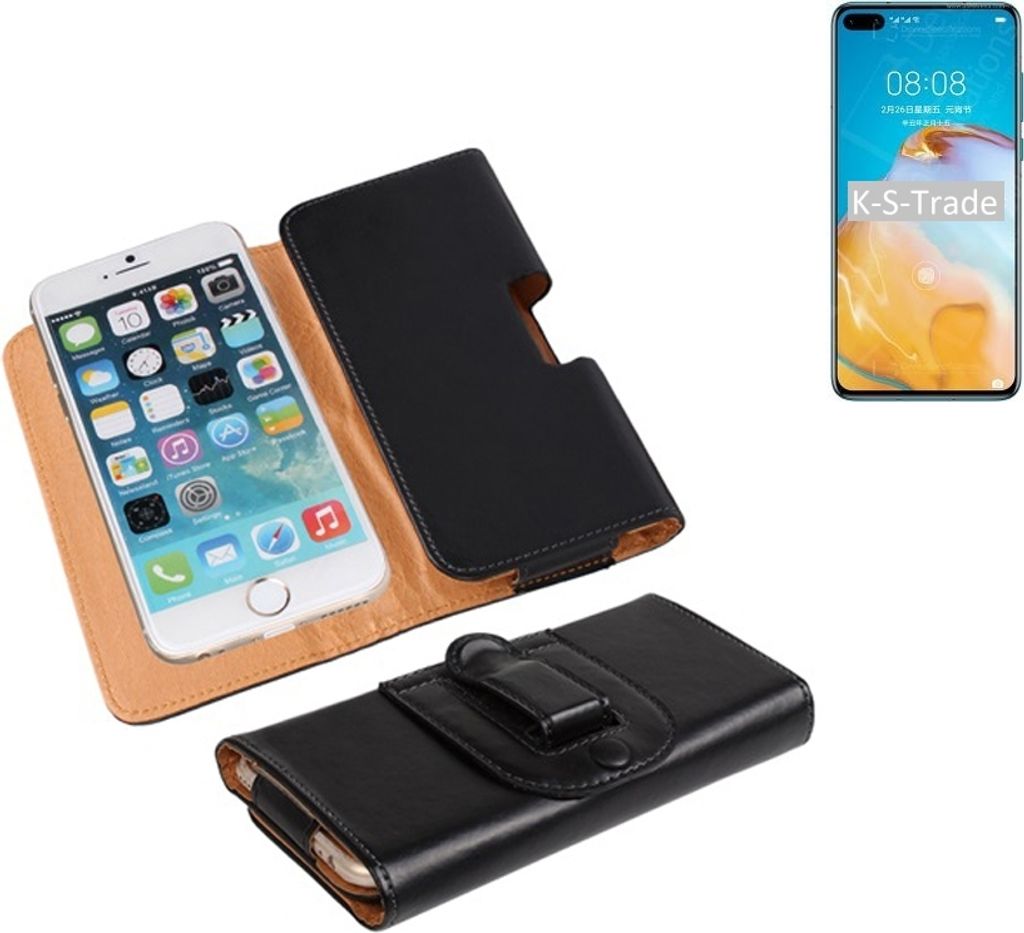 K-S-Trade Schützhülle Handyhülle kompatibel mit Huawei P40 4G Holster Gürtel Tasche Schutzhülle Handy-Tasche Smartphone Case Seitentasche schwarz