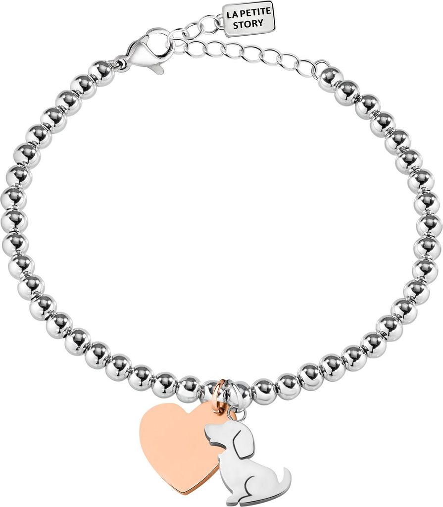 Bicolor Steel Bracelet Doggy and Heart LPS05AQI02