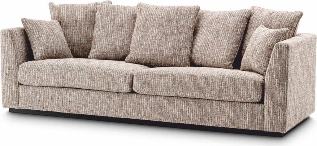 Casa Padrino Luxus Wohnzimmer Sofa Beige / Schwarz 255 cm - Wohnzimmer & Hotel Möbel