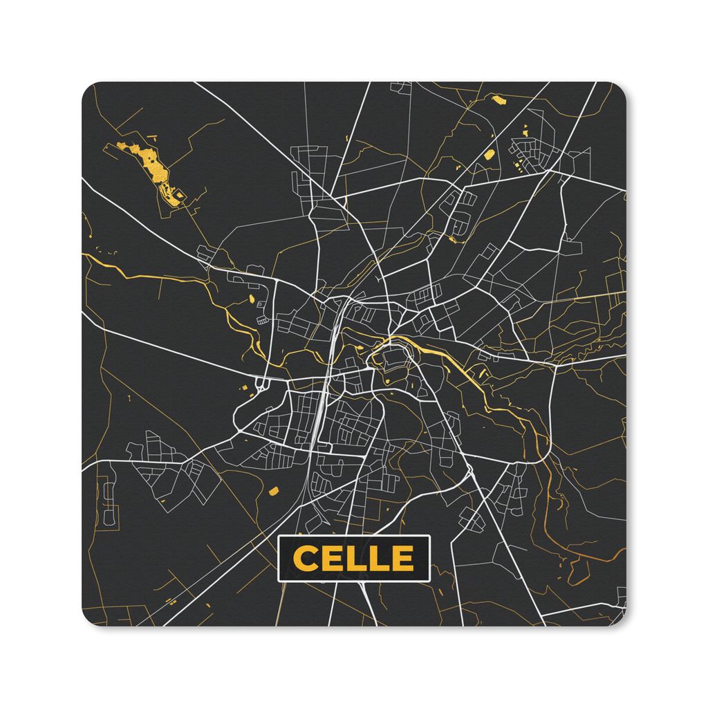 MuchoWow Mauspad Mousepad Celle - Stadtplan - Gold - Karte - Deutschland 20x20 cm - Mousepads - Maus Mat - Pad - Mausunterlage - Desk Mat - Burea...