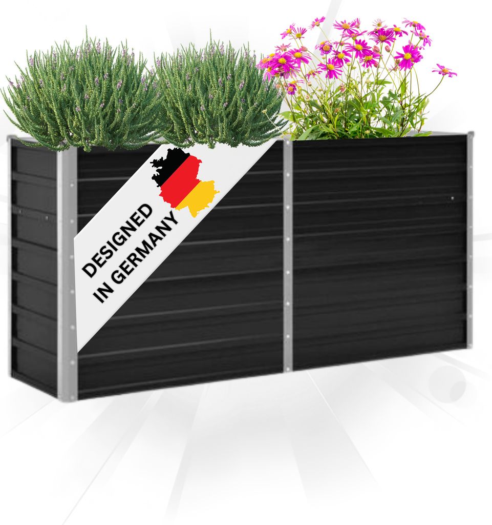 DELUKE® Hochbeet für Garten OSKAR Anthrazit | 160x40x77cm | Produktbild 