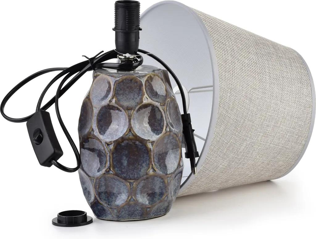 Lampe céramique grise Mondex Leti 33,5 cm : Luminaire décoratif chic - 2