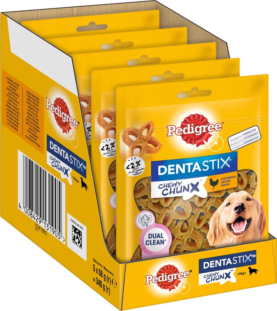 PEDIGREE® DENTASTIX™ CHEWY CHUNX™ Max 15kg+ mit Huhn 5 x Immagine del prodotto 