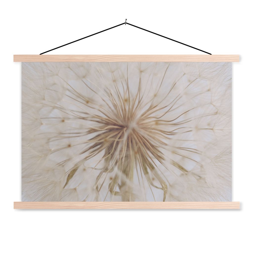 MuchoWow Textilposter Blumen - Löwenzahn - Entwurf 120x80 cm mit holzfarbenen Rahmen - Aufhängeset