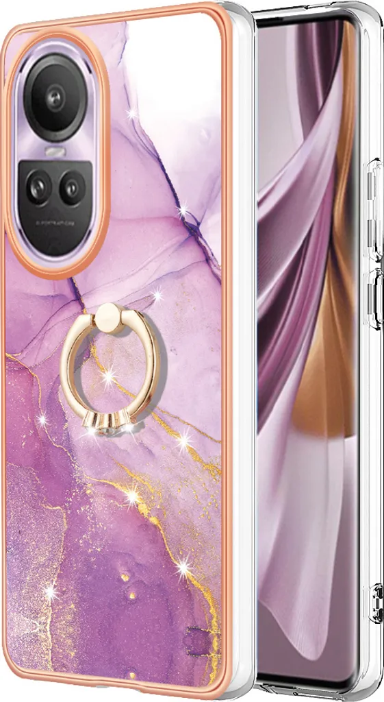 Custodia Marmo Viola Oppo Reno10 Pro 5G - Cover Protettiva con Anello