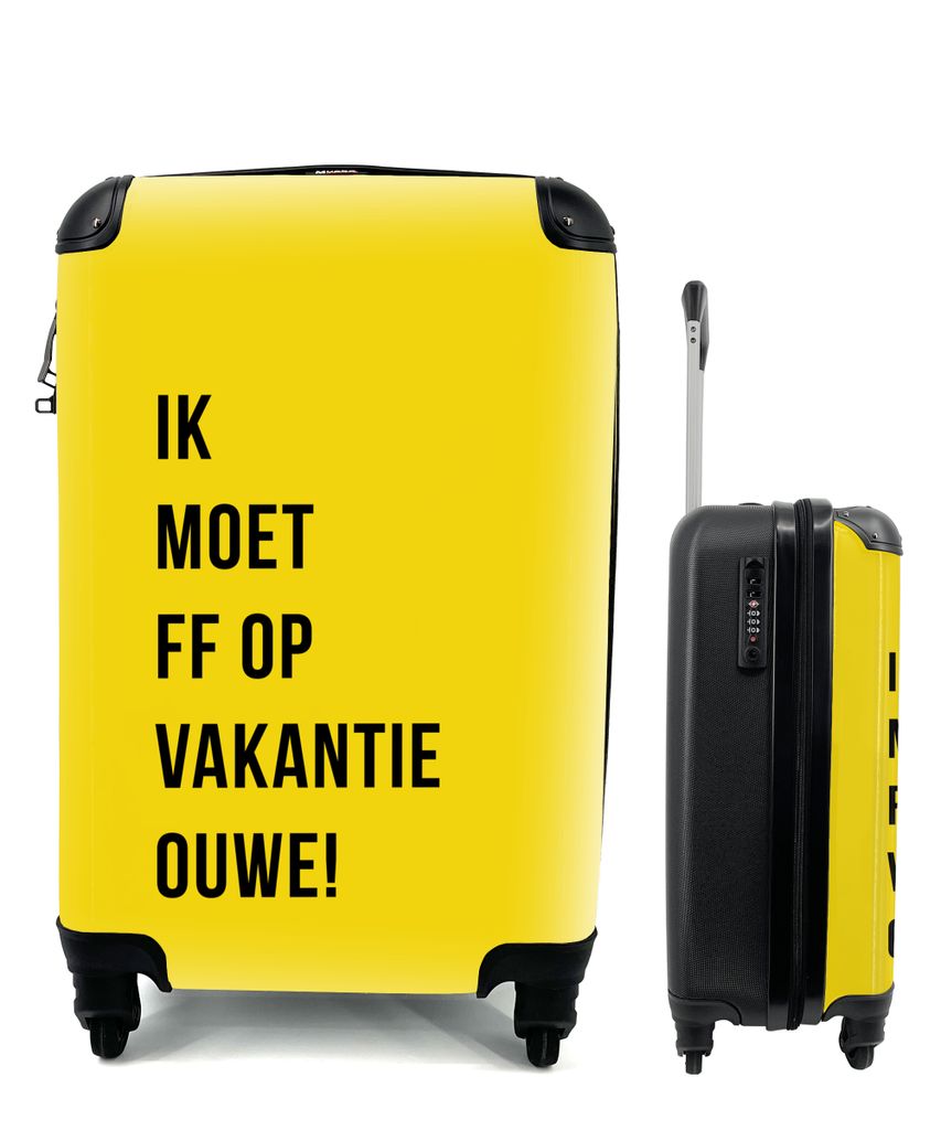 MuchoWow Koffer Handgepäck Trolley Rollkoffer Kleine Reisekoffer mit 4 Rollen - Zitate - Ich muss in den Urlaub fahren, alter Mann! - Gelb - Cab...