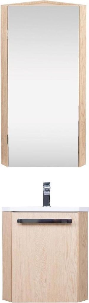 SKINO Eckwaschtisch-Set mit Armatur und Unterschrank