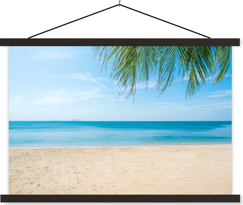 MuchoWow Textilposter Strand - Tropisch - Palme 60x40 cm mit schwarzem Rahmen - Hölzernes