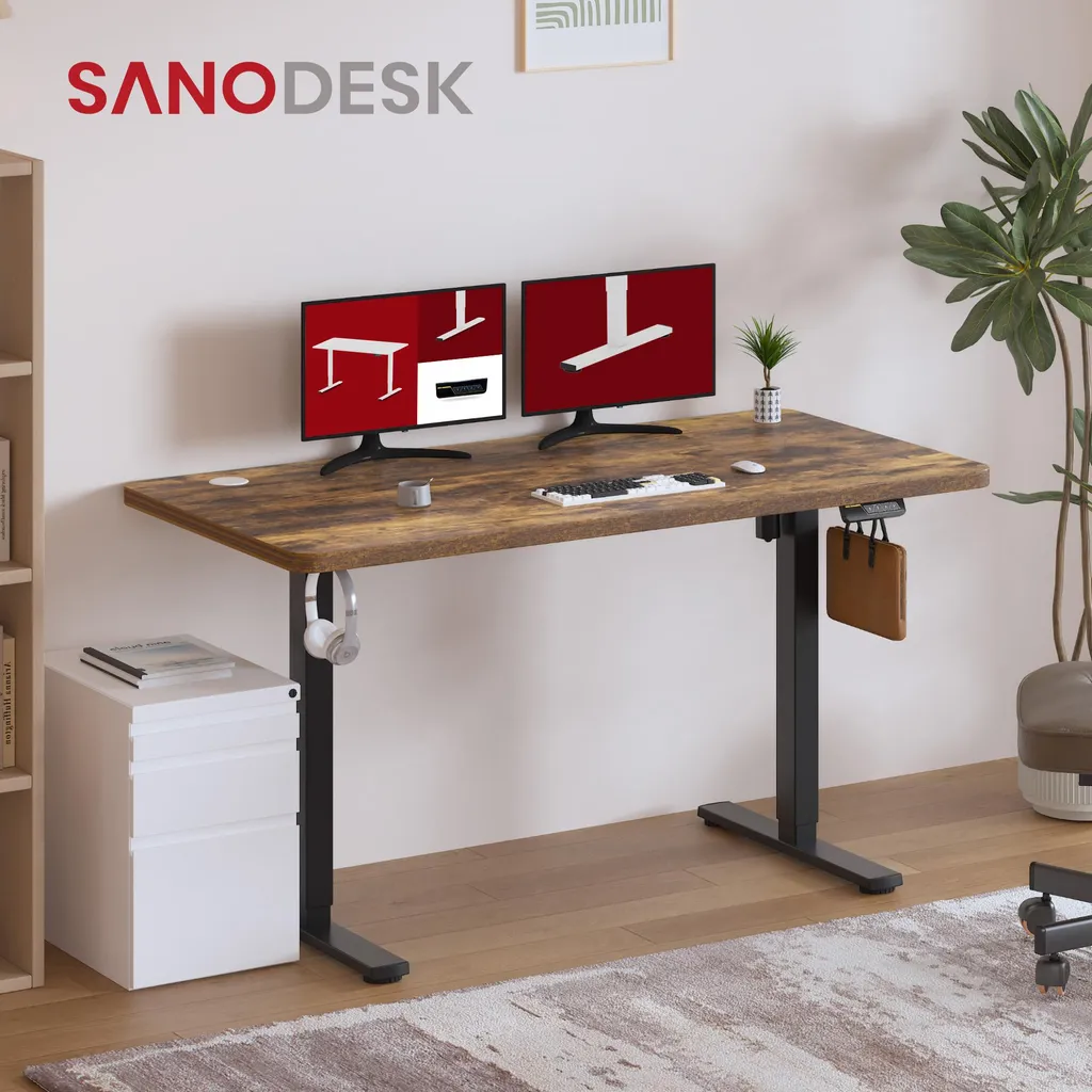 SANODESK Scrivania Regolabile 120x60 Marrone: Comfort in Ufficio - 2