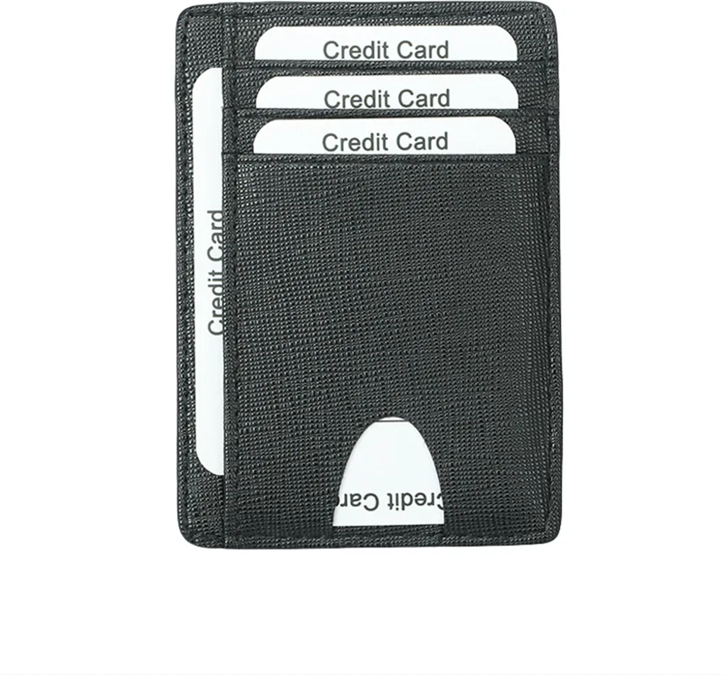 INF Portacarte con protezione RFID Vera pelle Nero