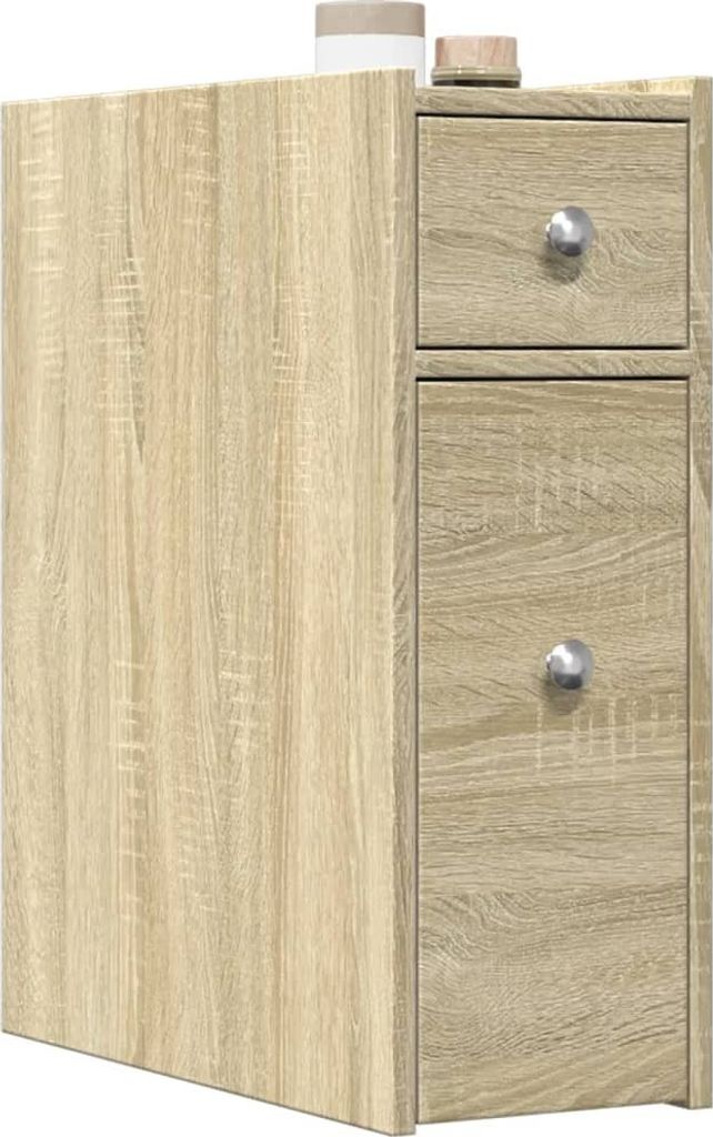 Maison Exclusive - Badschrank Schmal mit Rollen Sonoma-Eiche Holzwerkstoff