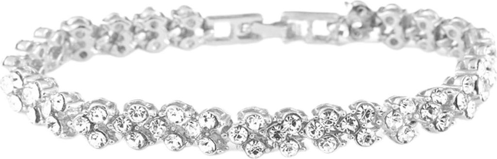 Damen-Armband, schlicht, Kunstkristall, glänzend, Armreif, Schmuck, Accessoires, Geschenk-Silber