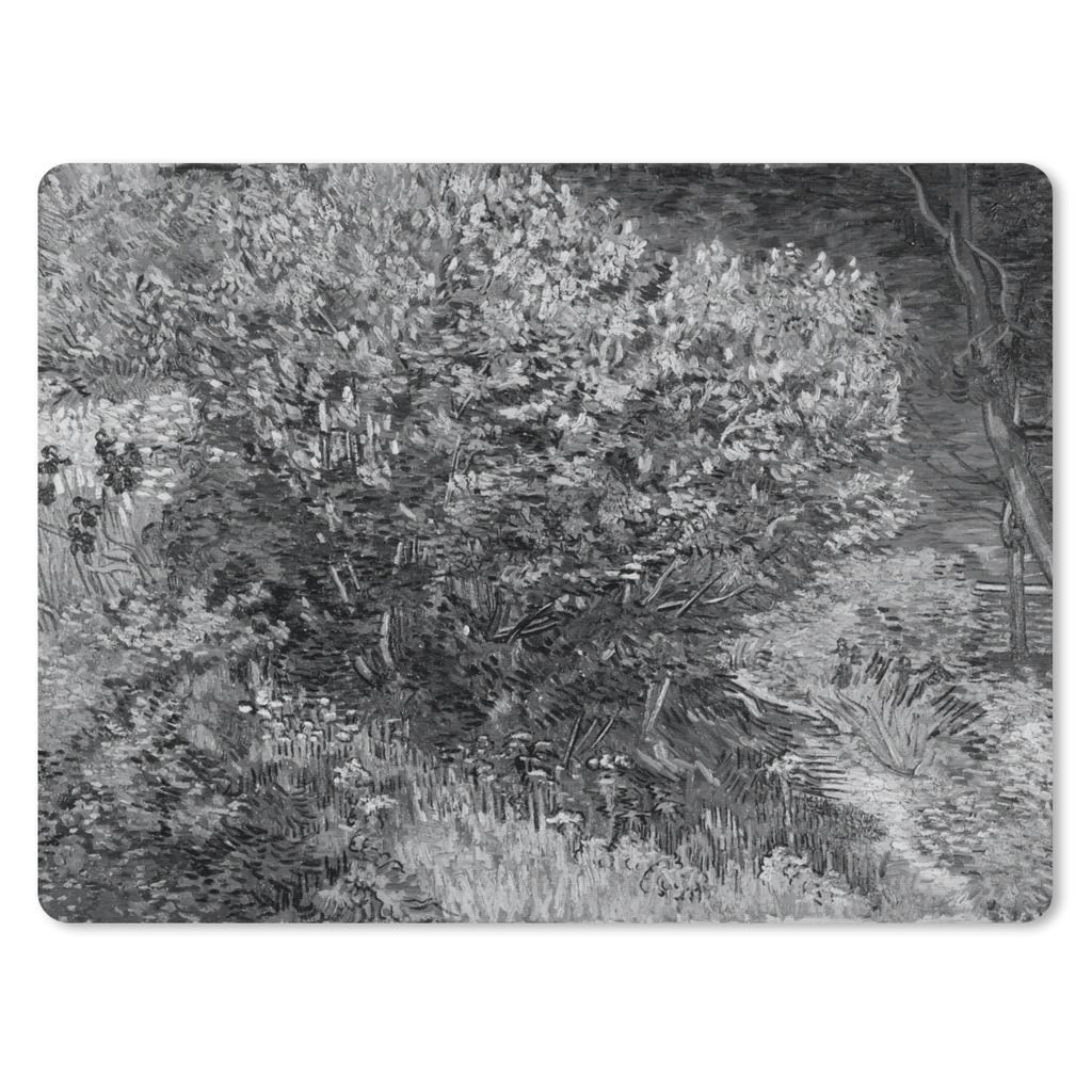 MuchoWow Mauspad Mousepad Fliederbusch - Vincent van Gogh - Schwarz - Weiß 40x30 cm - Mousepads - Maus Mat - Pad - Mausunterlage - Anti Rutsch