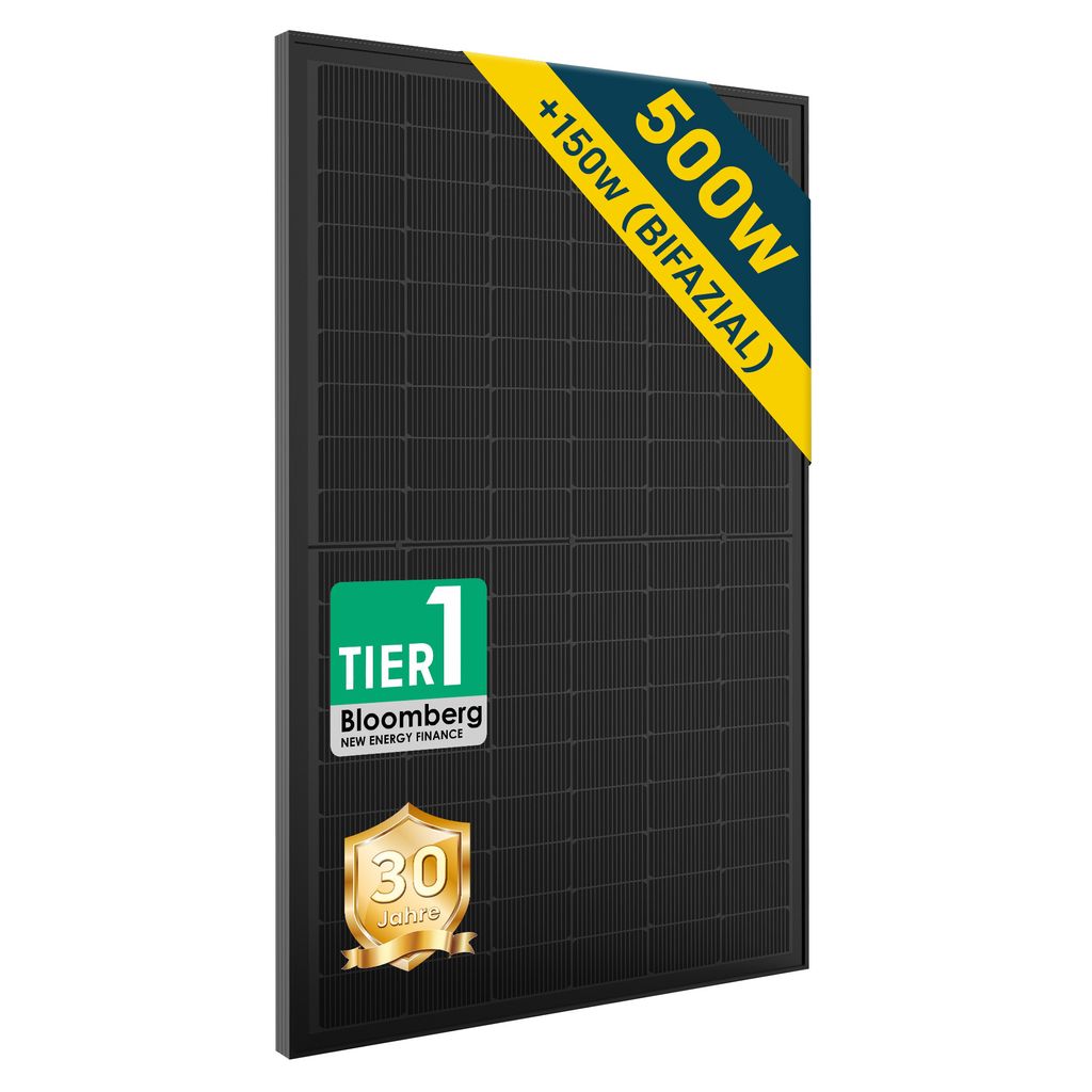 Solarmodul 500W Bifazial Glas Solarpanel für Balkonkraftwerke