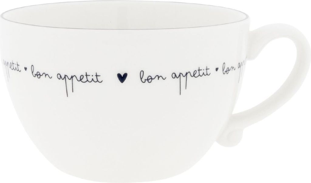 Suppentasse Bon Appetit D. 13cm weiß schwarz Keramik Bastion Collections