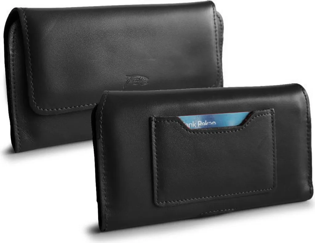Housse LURESKO ELLA XXL en cuir noir pour grand téléphone 170x85x12mm