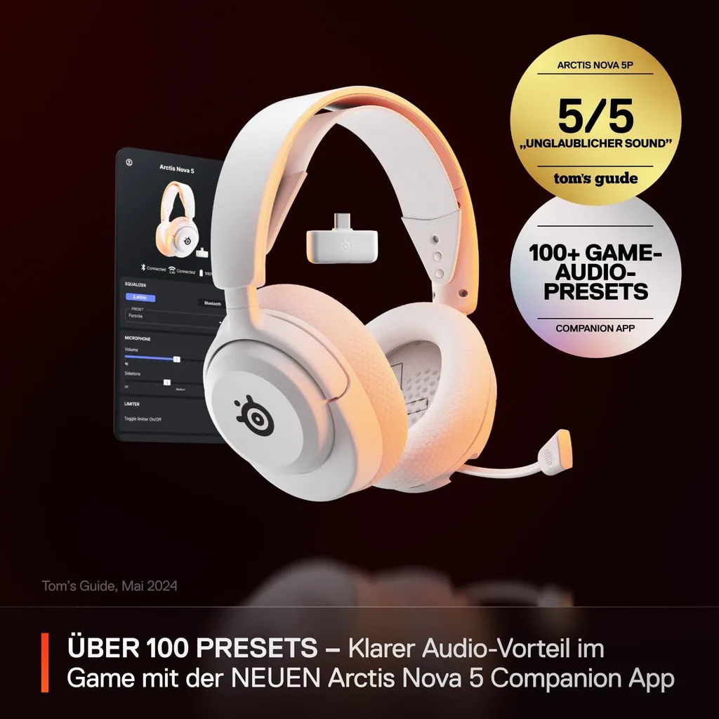 SteelSeries Arctis Nova 5P Wireless Casque Gaming USB-C Bluetooth Blanc - 9