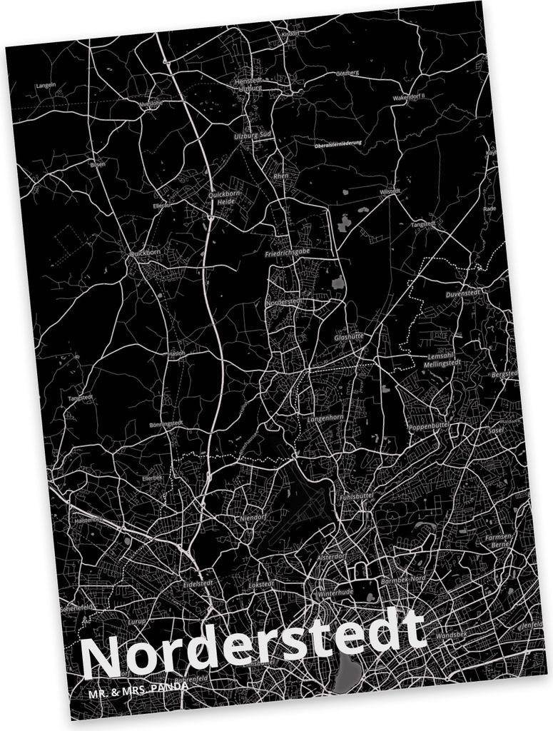 Mr. & Mrs. Panda Postkarte Norderstedt - Geschenk, Stadt Produktbild 
