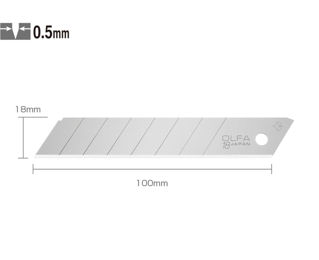 OLFA LB 10B 18 mm 10 čepelí, plastová škatuľka v blistri Obrázok produktu 