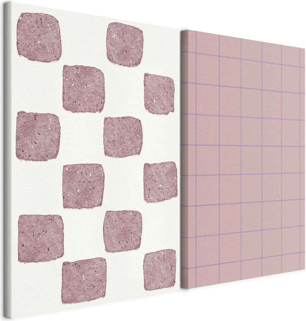 murando - Set di arte murale XXL con motivi rosa e design a reticolo 120x90cm 2 pezzi 60x90cm ciascuno Collage 2 pezzi su tela Decorazione murale di grandi dimensioni Decorazione murale per il soggiorno - Minimalista Colori pastello f-C-10100-b-a