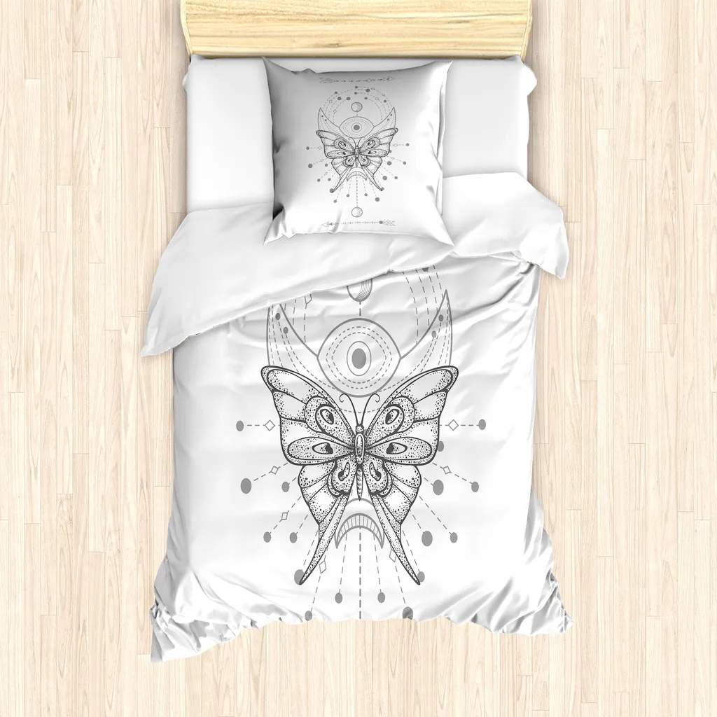 Set Copripiumino Boho Chic ABAKUHAUS 135x200 Grigio Antiacaro